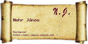 Nehr János névjegykártya